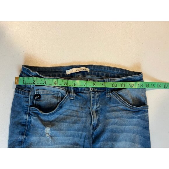 Kancan Los Angeles Skinny Jeans Raw Hem Distressed Mid Rise Blue Size 27 - Picture 3 of 10